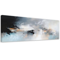 LEINWANDBILD Graue und goldene Abstraktion im Industriestil 90x30cm - Grau, Textil (90/30cm) - Feeby