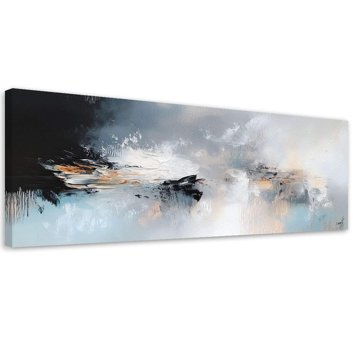 LEINWANDBILD Graue und goldene Abstraktion im Industriestil 90x30cm - Grau, Textil (90/30cm) - Feeby