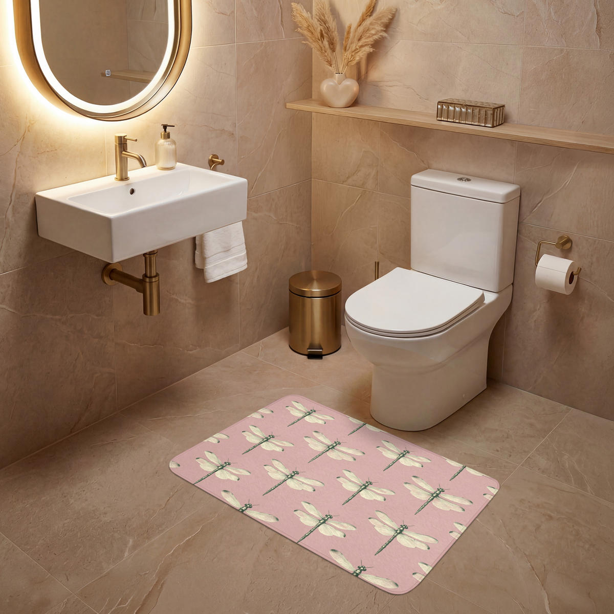 WC-VORLEGER Lillibells - Muster - Rosa Toilettenteppich 80x50 cm - Rosa, Kunststoff/Textil (80/1cm) - OnlyWow