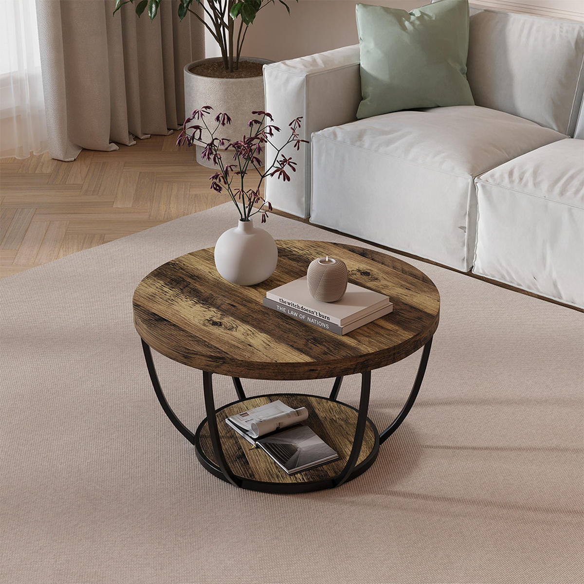 COUCHTISCH Arvina Eiche rustikal 80 x 80 cm - Wildeiche, Holzwerkstoff (80/80/44cm) - Vicco