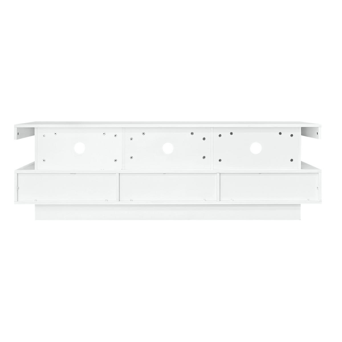 LOWBOARD 160/38/50,5 cm aus Spanplatte mit LED-Beleuchtung und 3 Glasfächern Weiß - Weiß, Holzwerkstoff (160/50.5/38cm) - Modenvie