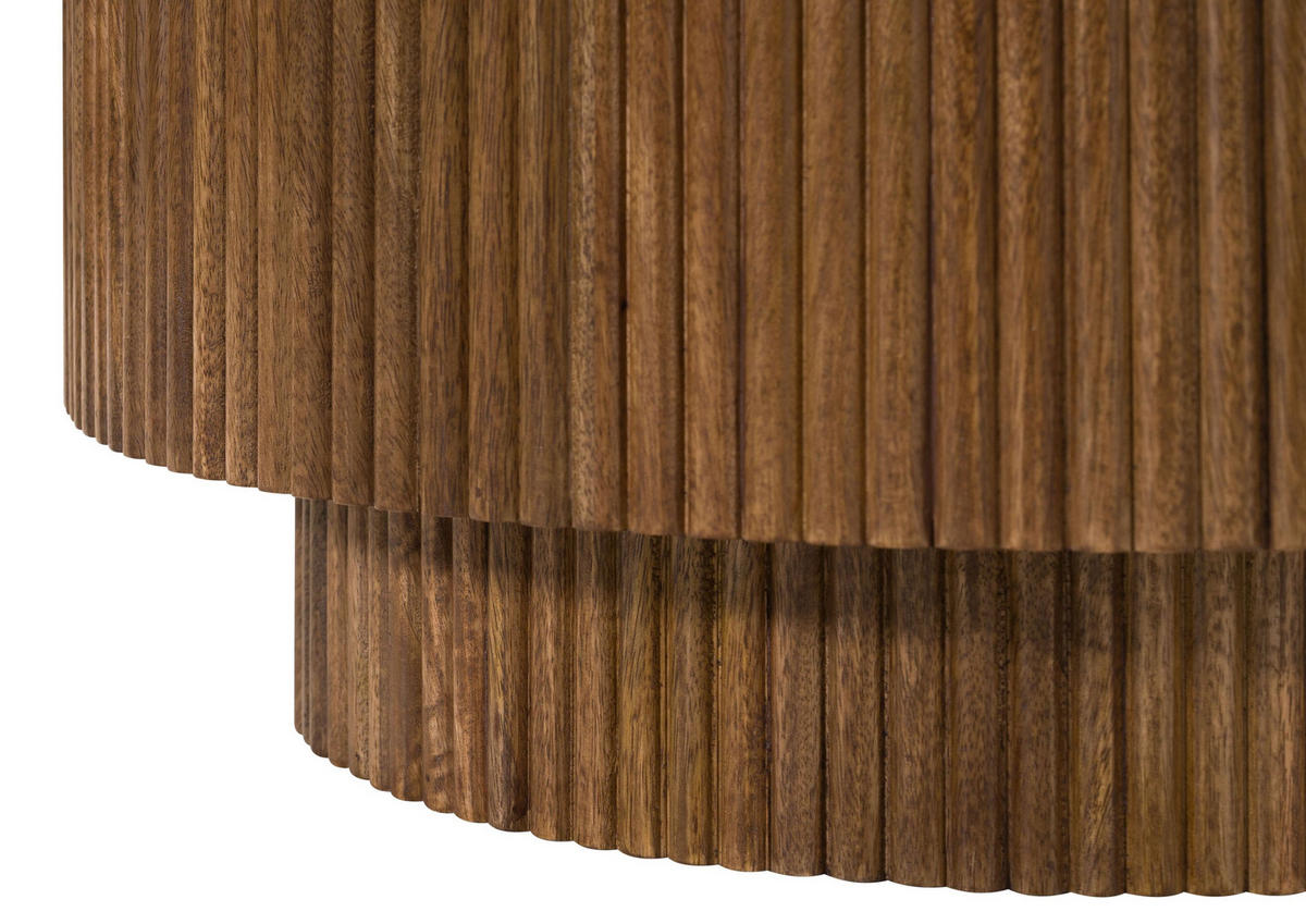 COUCHTISCH Mango 60x60x45 braun lackiert / Marmor weiß BARCELONA #221 - Braun, Holz (60/60/45cm) - Massivmoebel24