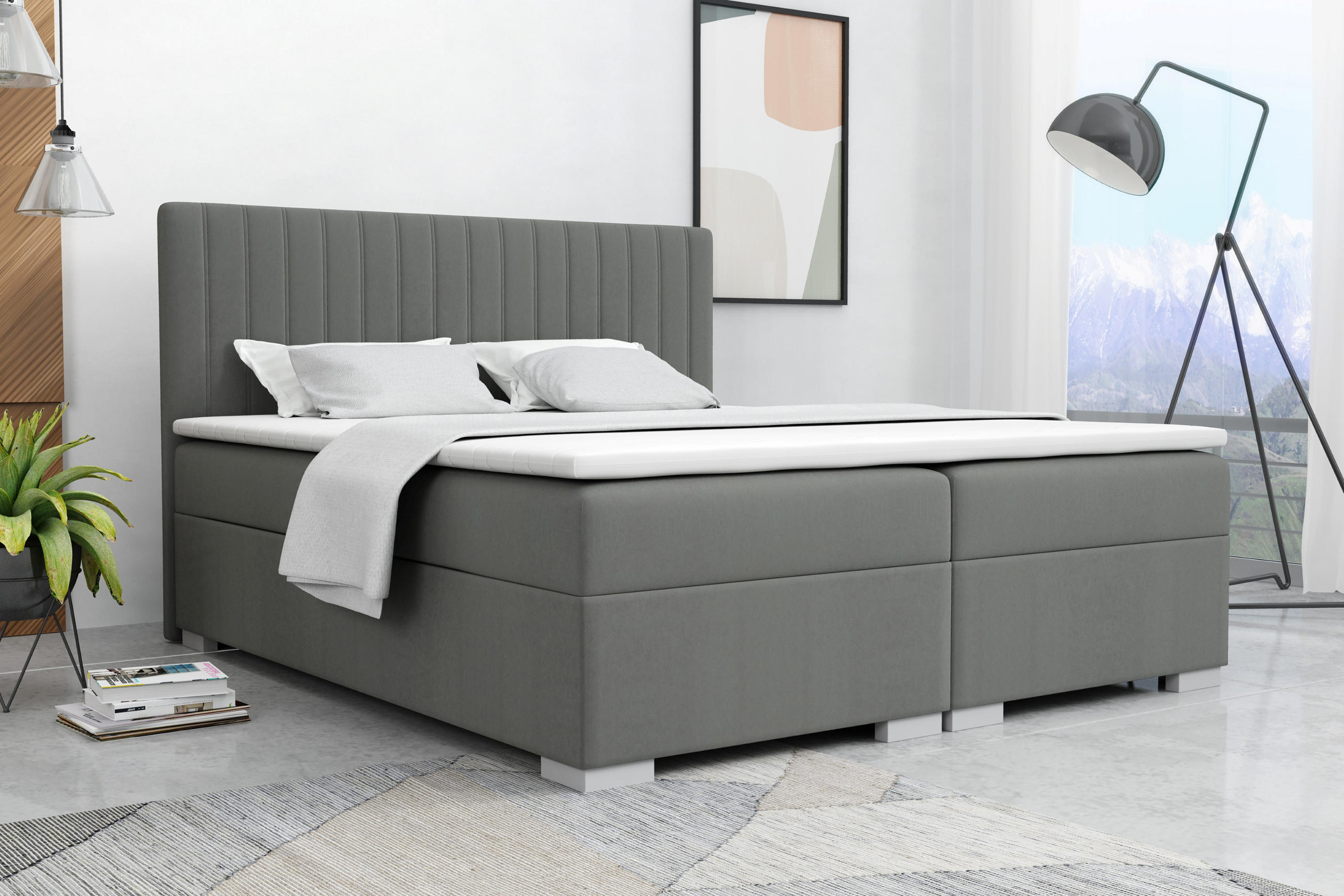 BOXBETT Sydney 140x200 Grau - Grau, Textil/Metall (140/200cm) - VLR BEDS