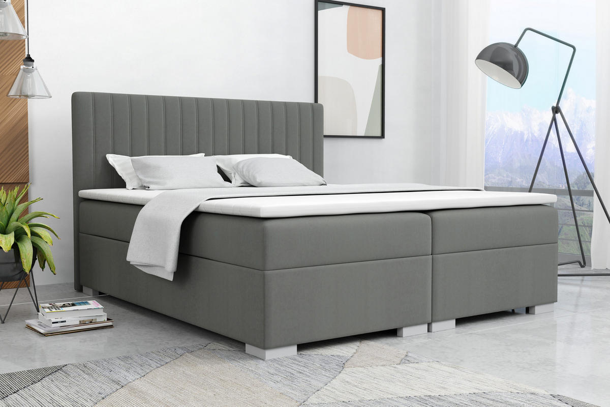 BOXBETT Sydney 120x200 Grau - Grau, Textil/Metall (120/200cm) - VLR BEDS