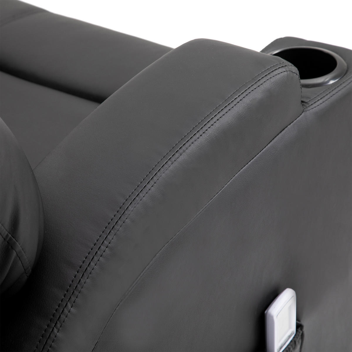 MASSAGESESSEL elektrisch Relaxsessel Fernsehsessel Liegefunktion Schwarz - Schwarz, Leder (97/110/82cm) - HOMCOM