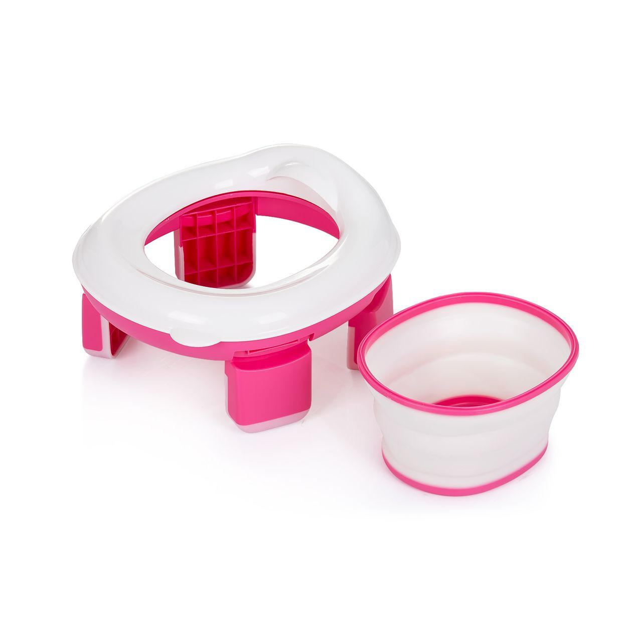 TOILETTENTRAINER Viaggio 2 in 1 pink Töpfchen, faltbar, Tragetasche, Spritzschutz, abnehmbarer Behälter - Rosa, Kunststoff (26/28cm) - Chipolino