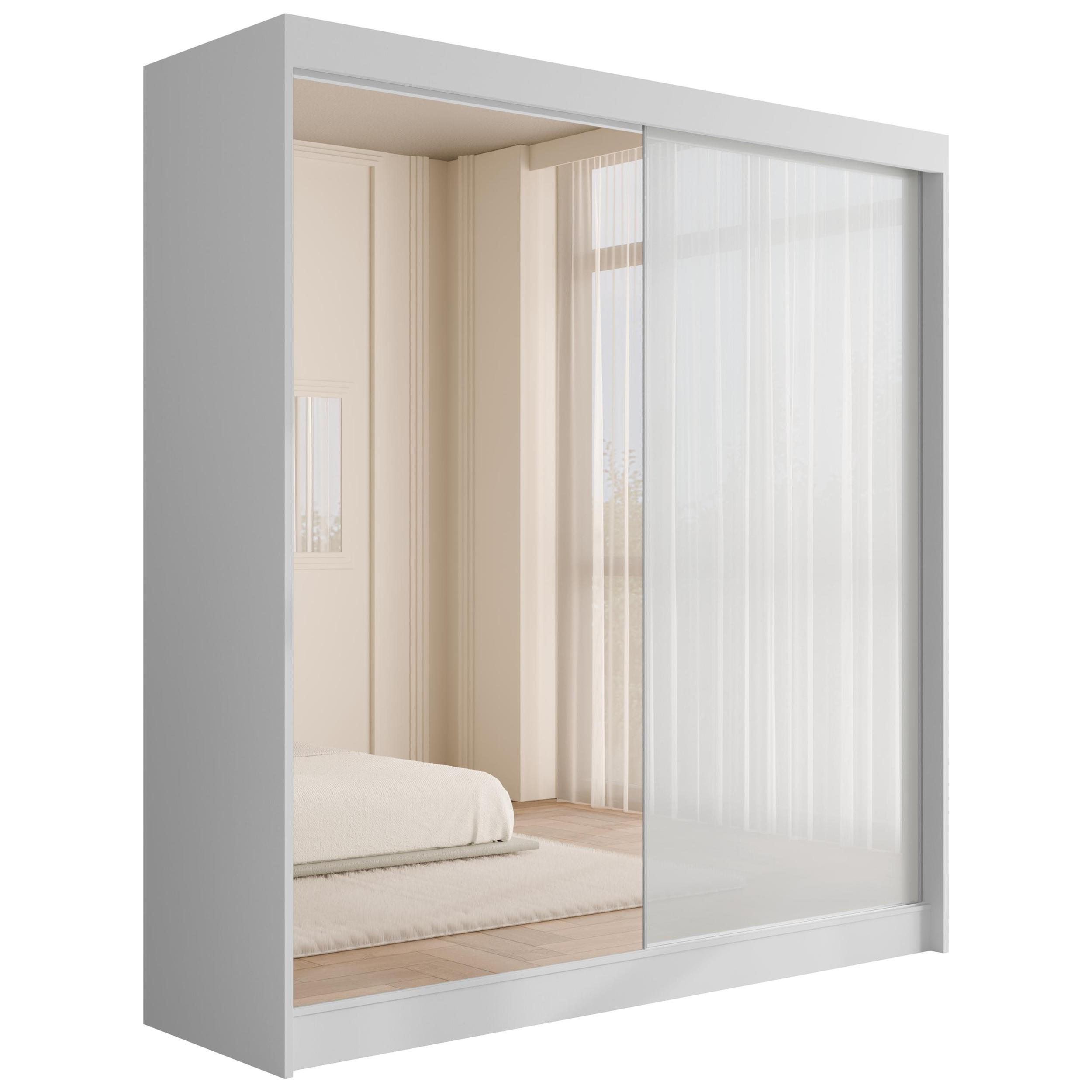 KLEIDERSCHRANK VESLI - 200 cm - Weiß - Weiß, Holzwerkstoff (200/215/61cm) - ALTDECOR