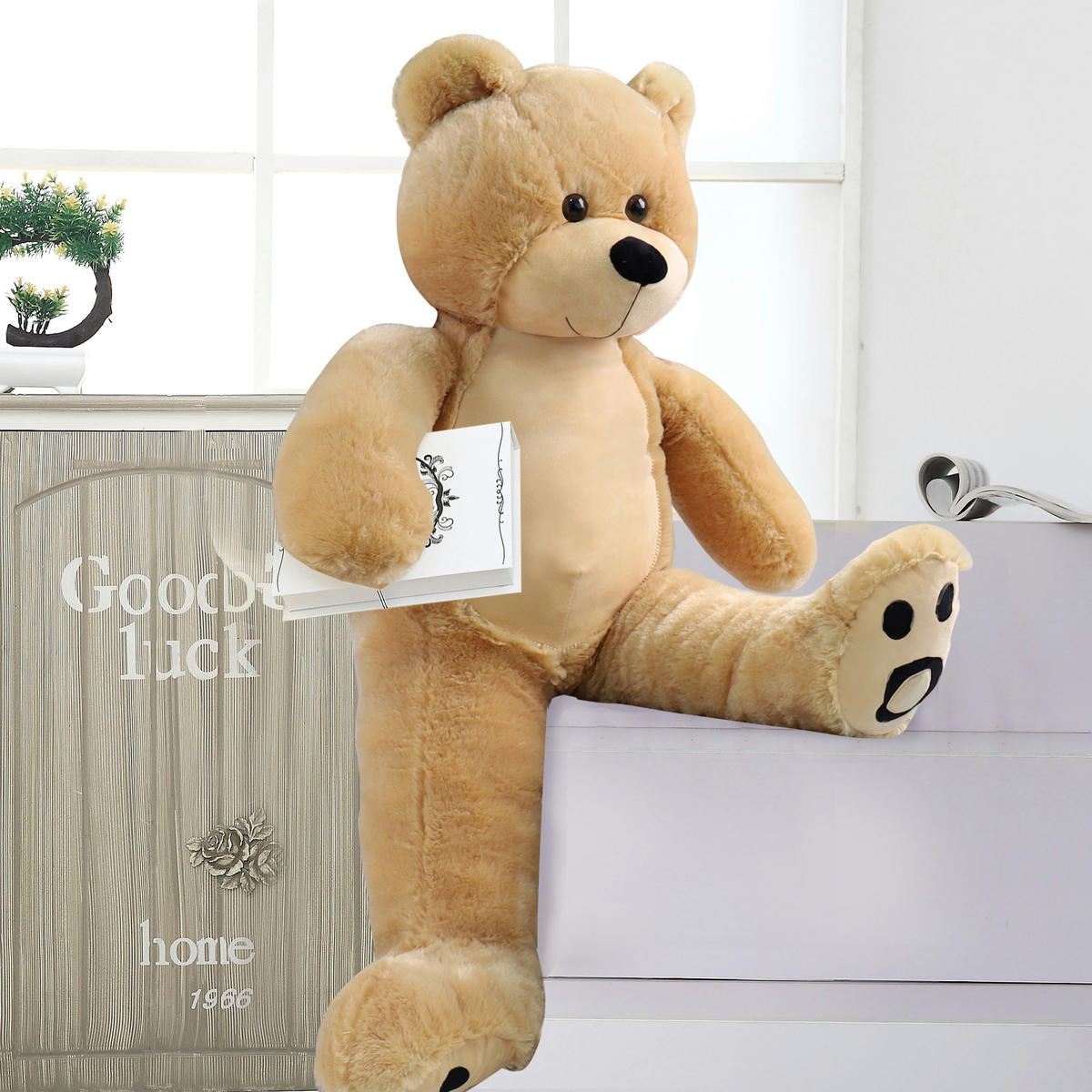 PLÜSCHTIER Teddy Hellbraun 92cm - Hellbraun, Textil (30/40cm) - Vercart