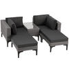 RATTANLOUNGE Bellaria,mit Sicherheitsglasplatte,grau - Grau, Kunststoff/Metall - tectake