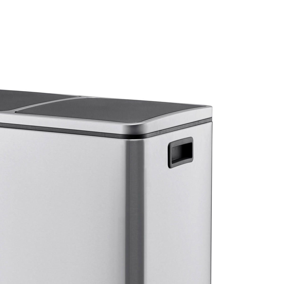 MÜLLTRENNSYSTEM TM2X24 – 48 Liter Mülleimer mit 2 Fächern (2x24L), Treteimer mit Softclose, Silber - Silberfarben, Metall (59/54.5/36cm) - SVITA