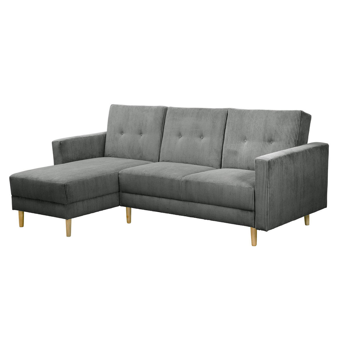 FUNKTIONSSOFA mit Hocker Kattie Cordstoff anthrazit - Anthrazit, Kunststoff (144/230cm) - 58aufmkessel