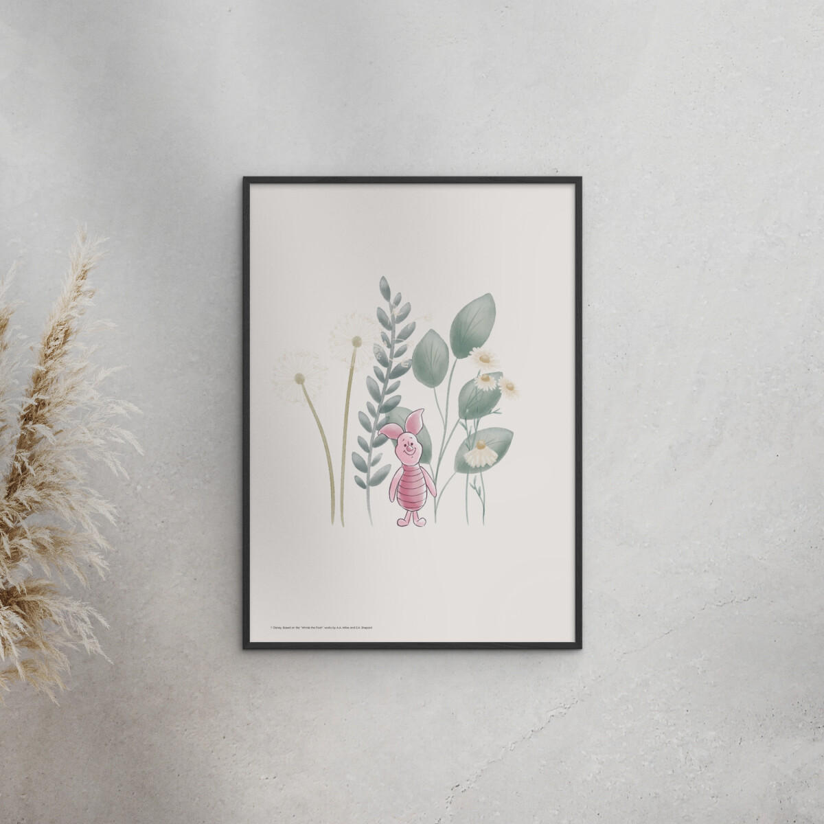 POSTER mit Rahmen Disney - Disney's Piglet Among Dandelions - Multicolor/Schwarz, Holz/Papier (30/40cm) - Poster&Frame