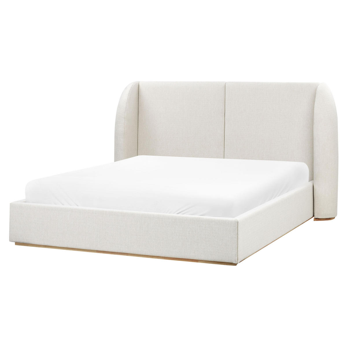 BETT mit Stauraum 160/200 cm Stoff Cremeweiß Monestier - Creme, Textil (160/200cm) - Beliani
