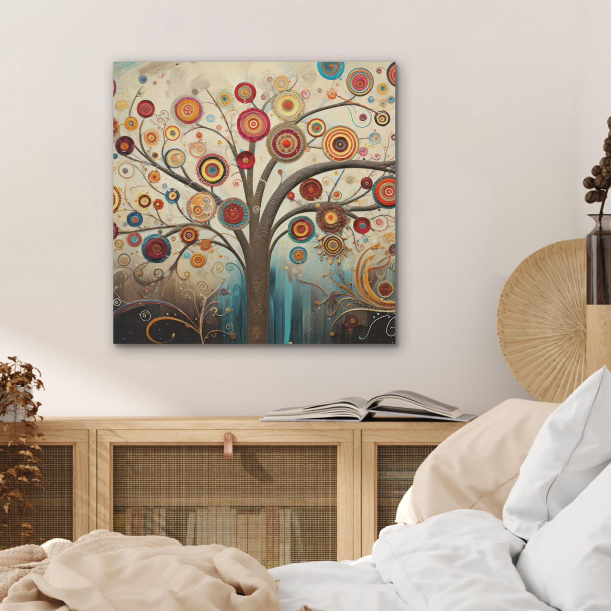 AKUSTIKBILD Baum - Baum des Lebens - Farbe Wandbilder 60x60 cm - Braun, Kunststoff (60/60/0.9cm) - MuchoWow