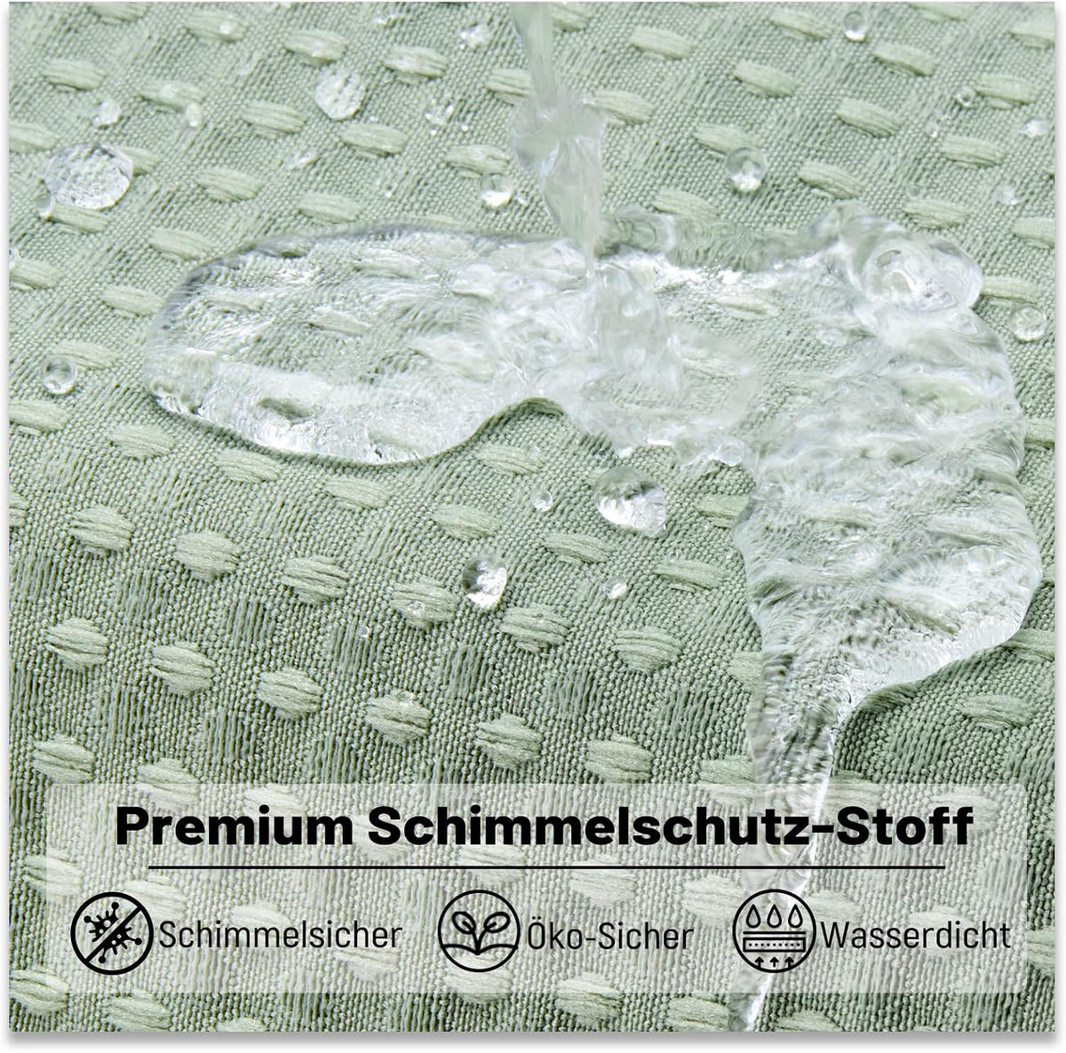 DUSCHVORHANG – 180 x 200 cm (inkl. 12 Kunststoffhaken) – Grün - Pastellgrün, Textil (180/200cm)