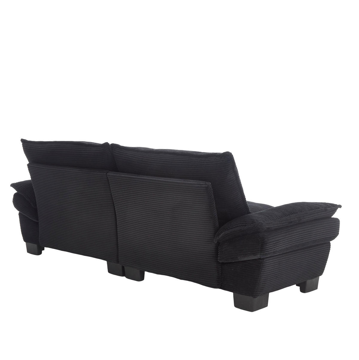 2-SITZER-SOFA aus Samt 224x81x81 cm Schwarz mit ultratiefem Sitz, gepolsterten Armlehnen und 2 Kissen - Schwarz, Textil (81/81/224cm) - Modfu