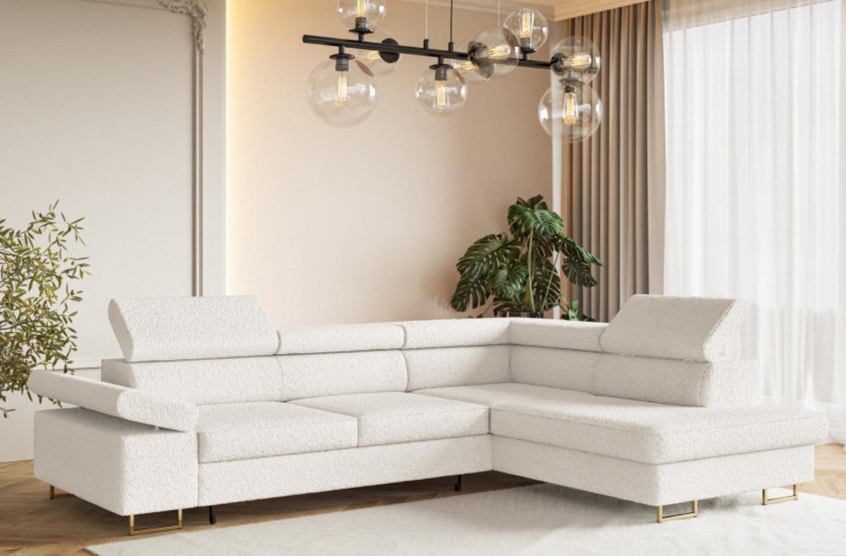 ECKSOFA Ecru ALEX Mit Verstellbaren Kopfstützen Rechts - Ecru, Textil (203/274cm) - Sepro Meble