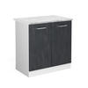 KÜCHENUNTERSCHRANK KÜCHENSCHRANK R-Line Schwarz Beton 80 cm AP Marmor - Schwarz/Weiß, Holzwerkstoff (80/81.6/60cm) - Vicco