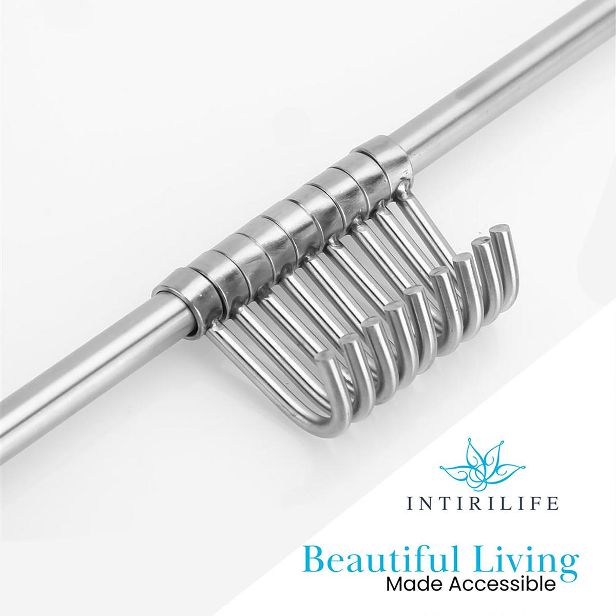 KÜCHEN HÄNGELEISTE mit 9 Haken - Silberfarben, Metall (3.4/2.2/49.8cm) - Intirilife