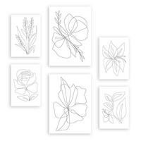 POSTER Set Mit 6 Blumenrahmen 1 Abstrakt Größe A3 & A4 Rahmenlos - Klar, Papier (29.7/1cm) - Nacnic