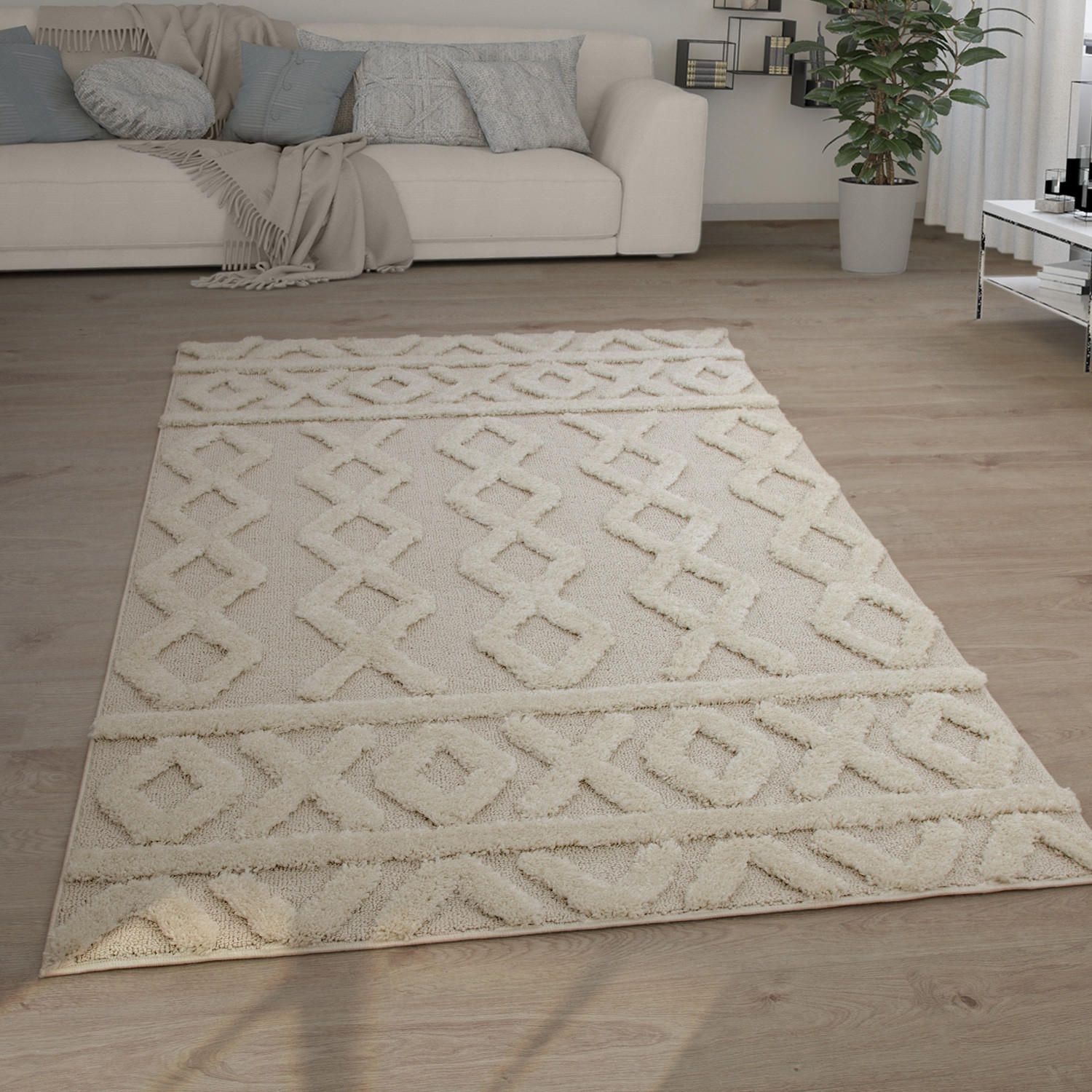 HOCHFLORTEPPICH 80/150 cm Genua 743 - Creme, Textil (80/150cm) - Paco Home