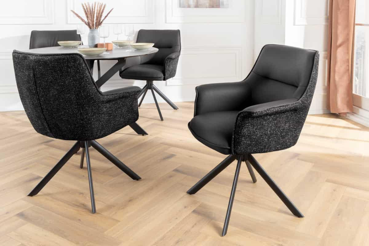 STUHL LE GRAND Strukturstoff Schwarz 90 cm - Schwarz, Leder/Textil (68/87/68cm) - riess-ambiente