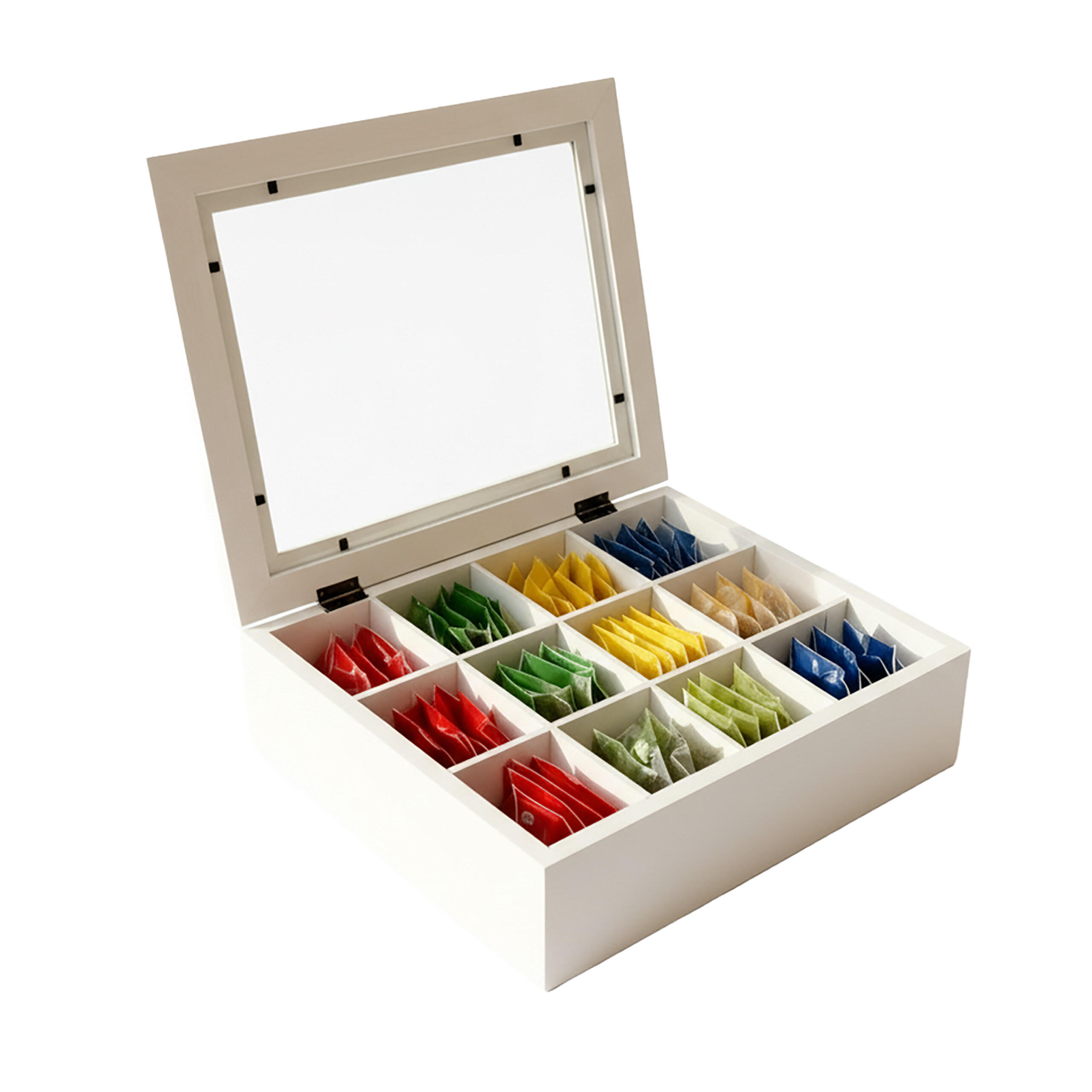TEEBOX - Weiß, Holz/Kunststoff (28/9/23cm) - Relaxdays
