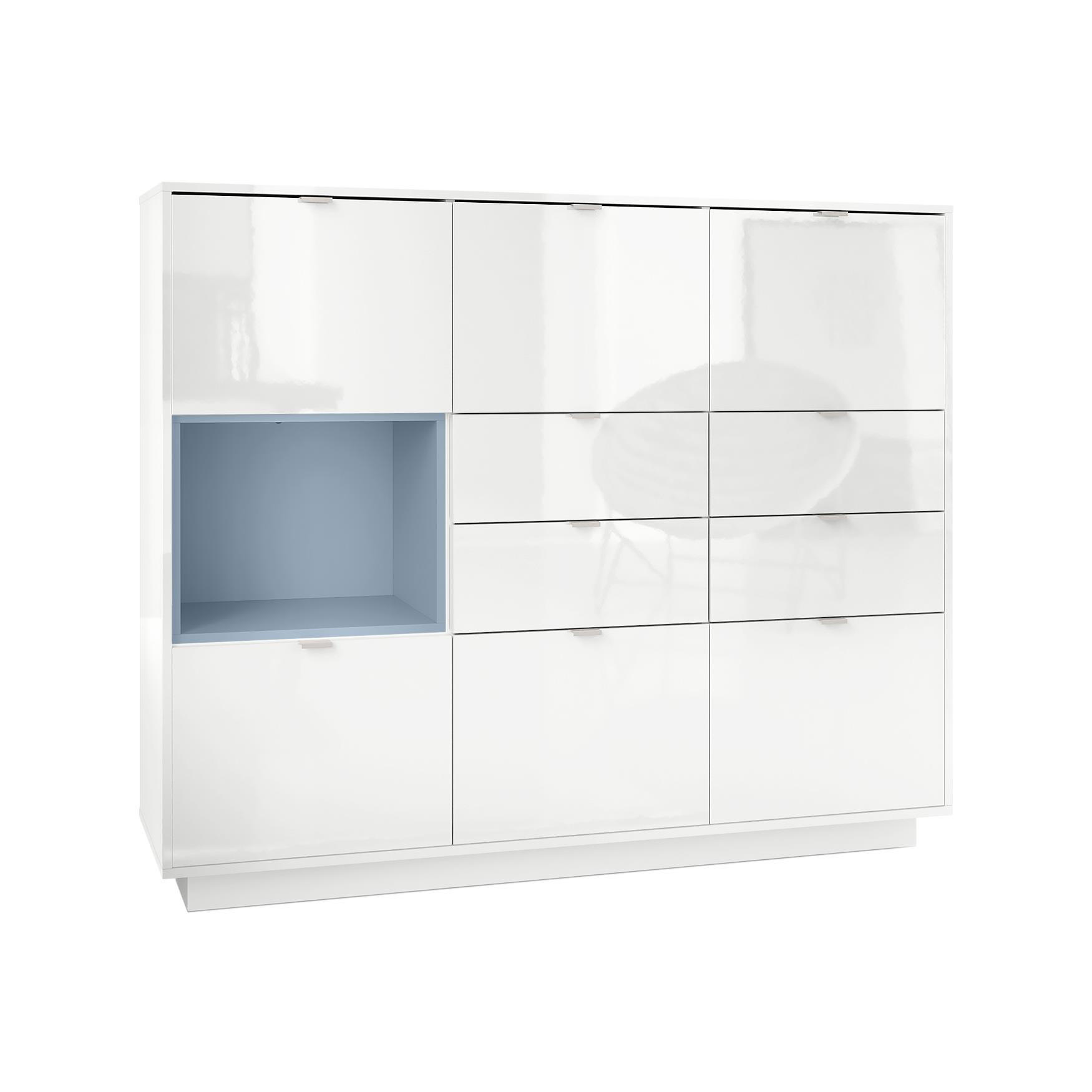 HIGHBOARD Metro Einsatz in Denim matt - Pastellblau, Holzwerkstoff (153/123/38cm) - Vladon