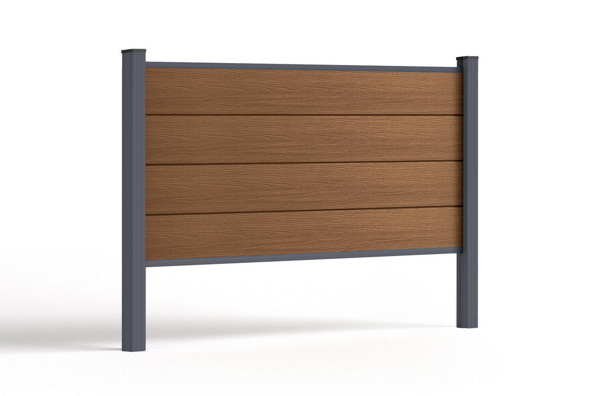 VERBUNDZAUN STOCKHORN 2 m, H. 90 cm, zum Einbetonieren, Teakholz - Braun, Holzwerkstoff (200/90cm) - Casanoov