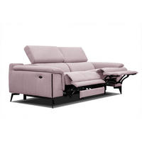 RELAXSOFA MATERA 3-Sitzer mit 2 Relaxfunktionen, rosa - Schwarz/Rosa, Holzwerkstoff/Textil (212/82/103cm) - Courtois Laville