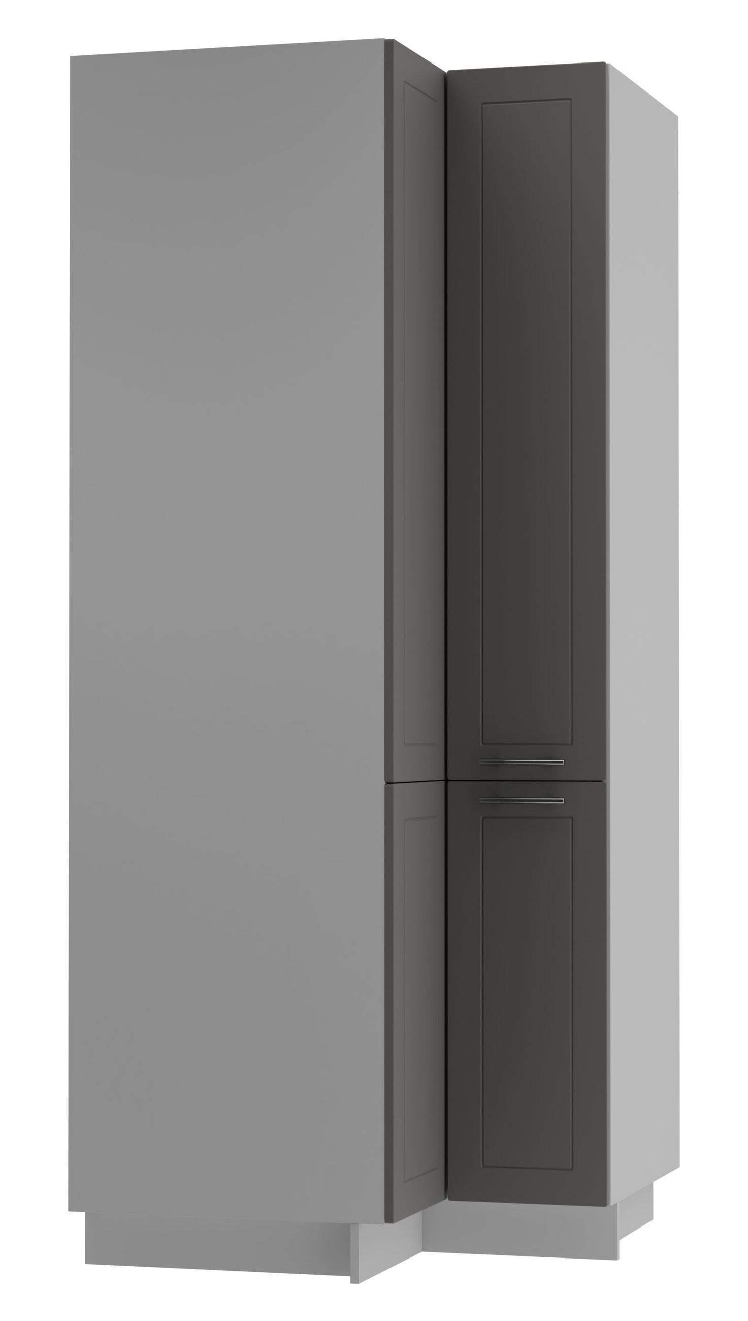 ECKVORRATSSCHRANK Kvantum D24N/207 Grau / Graphit Matt - Graphitfarben/Grau, Holz/Holzwerkstoff (90/207/90cm) - Feldmann-Wohnen