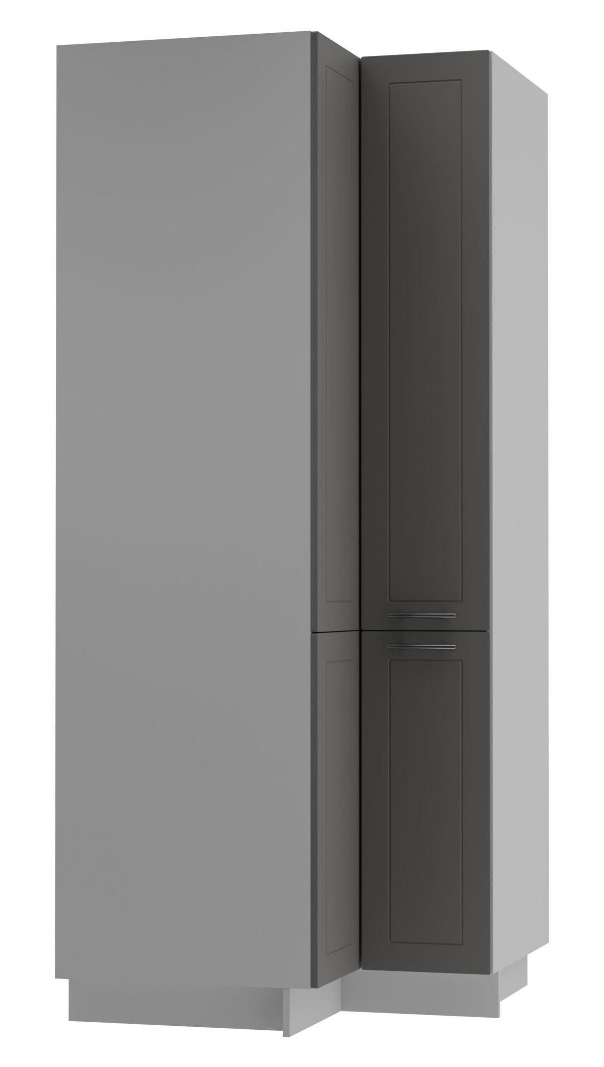 ECKVORRATSSCHRANK Kvantum D24N/207 Grau / Graphit Matt - Graphitfarben/Grau, Holz/Holzwerkstoff (90/207/90cm) - Feldmann-Wohnen