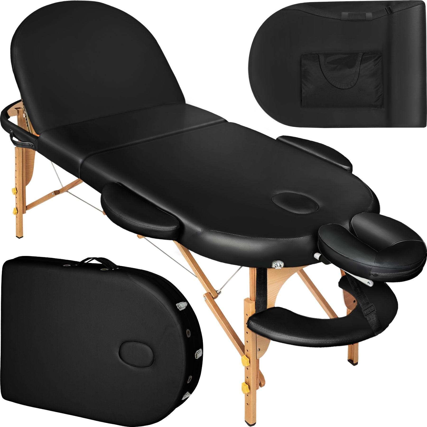MASSAGELIEGE 3 Zonen Sawsan,230 x 104 x 85 cm,schwarz - Schwarz, Holz (104/85/230cm) - tectake
