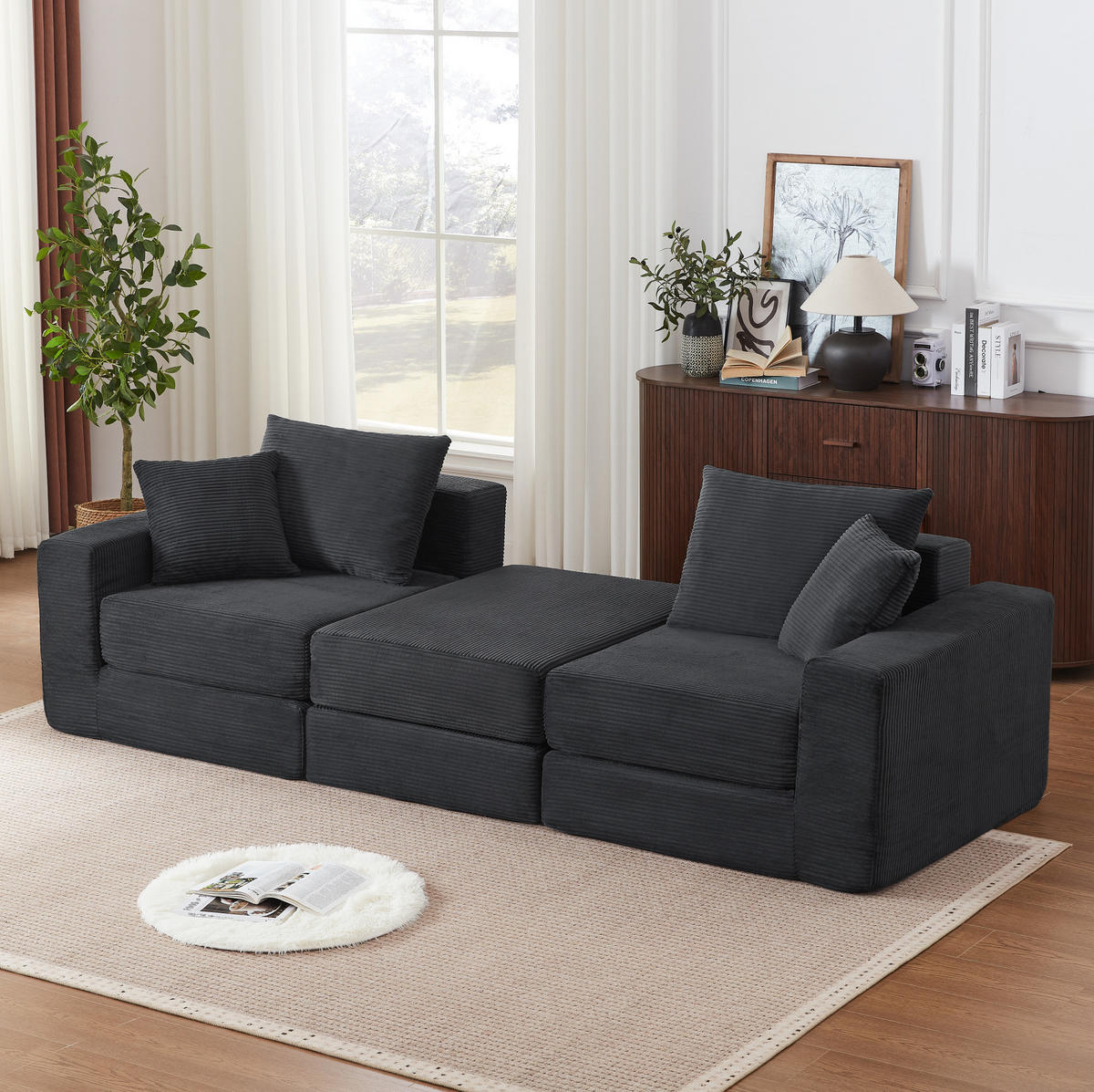 SOFA modulares Design Dunkelgrau - Dunkelgrau, Kunststoff (96/259.5cm) - Meubliv