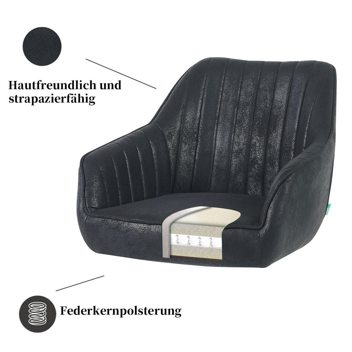 ARMLEHNSTUHL Mika-Finn 2er-Set - Nussbaumfarben/Schwarz, Eichenholz/Holz (60/82/61cm) - DUBI Möbel