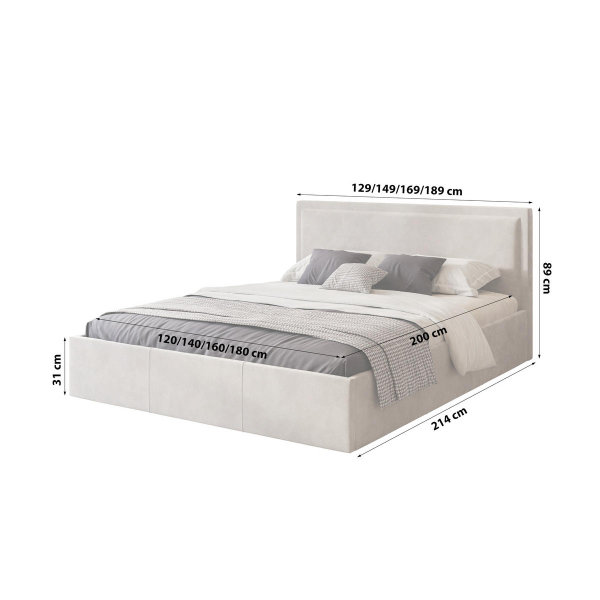 POLSTERBETT mit Kopfstütze Commende 160x200 cm, Hellbeige - Beige, Textil (160/200cm) - Meblito