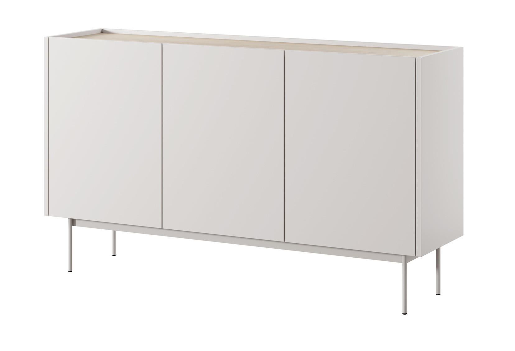 KOMMODE 144 cm Laris - Beinen, 3 Türen, Beige - Kaschmir/Beige, Holz/Metall (144/83/37cm) - Emporius