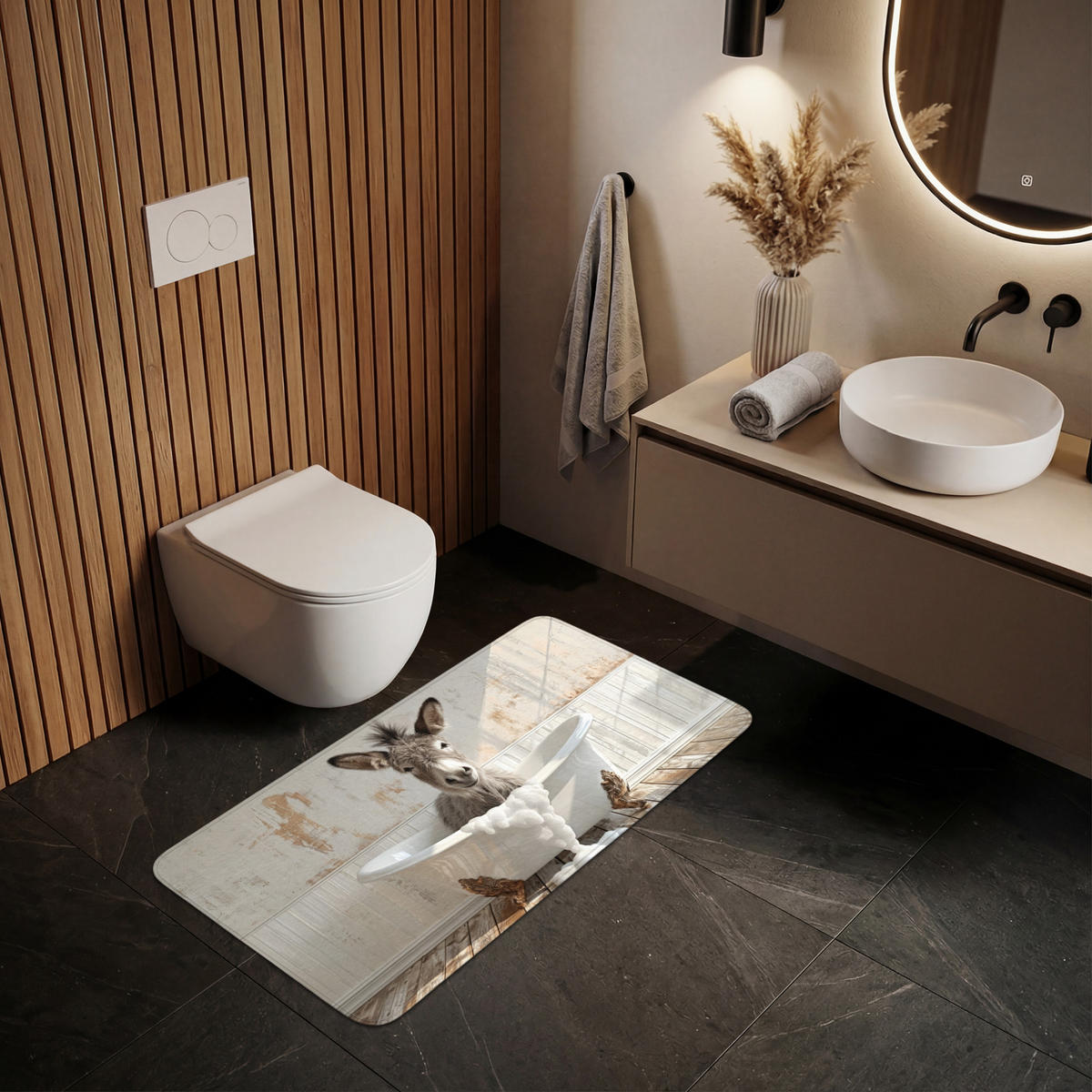 WC PŘEDLOŽKA Osel - Zvířata - Vana - Pěna 120x60 cm - krémová, textil/plast (120/1cm) - OnlyWow
