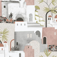 TAPETE Mediterrane Häuser 53 cm x 10 m - Pink, Papier (53/1000cm) - Sanders & Sanders