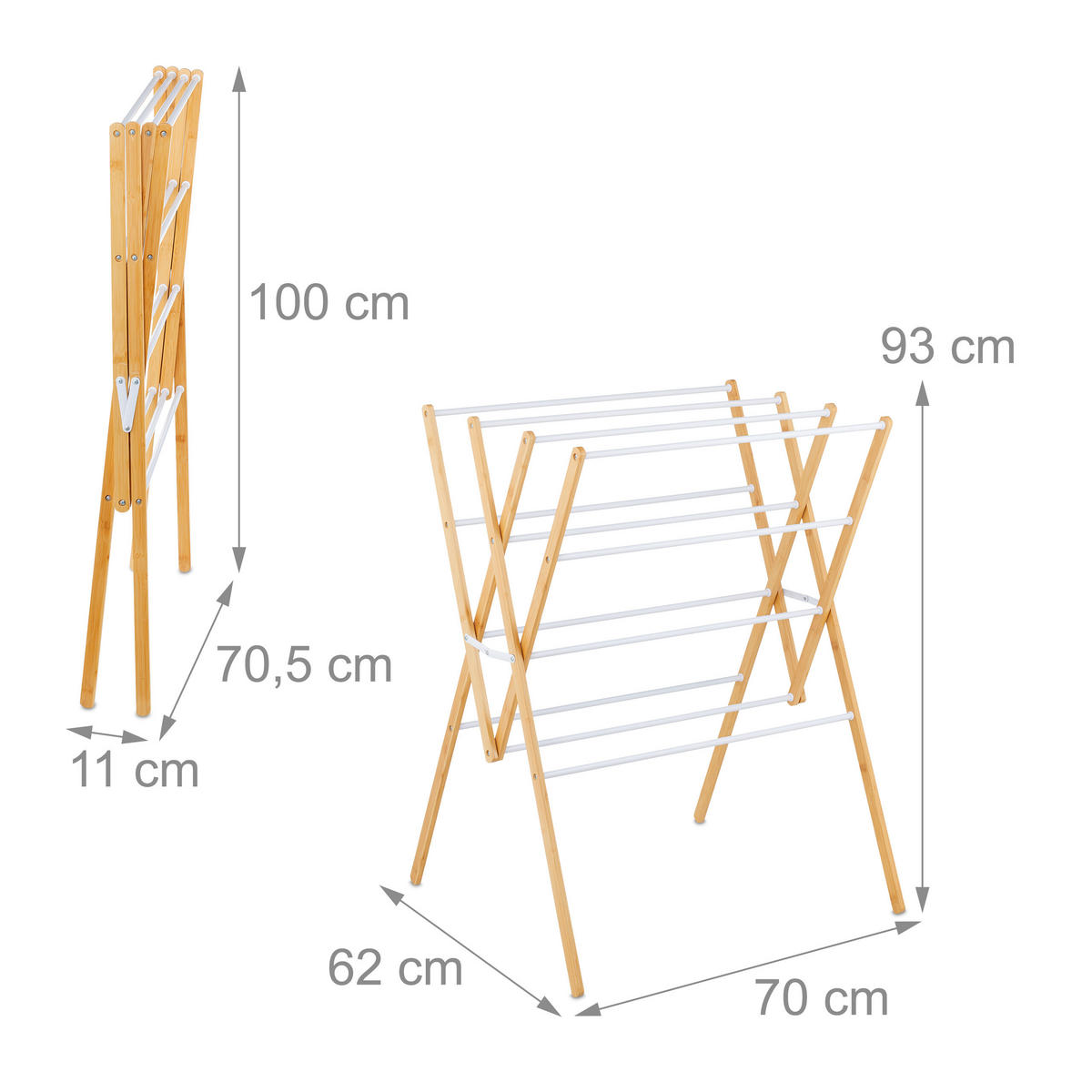 SUŠIAK na prádlo - viacfarebná, kov/drevo (70/93/62cm) - Relaxdays