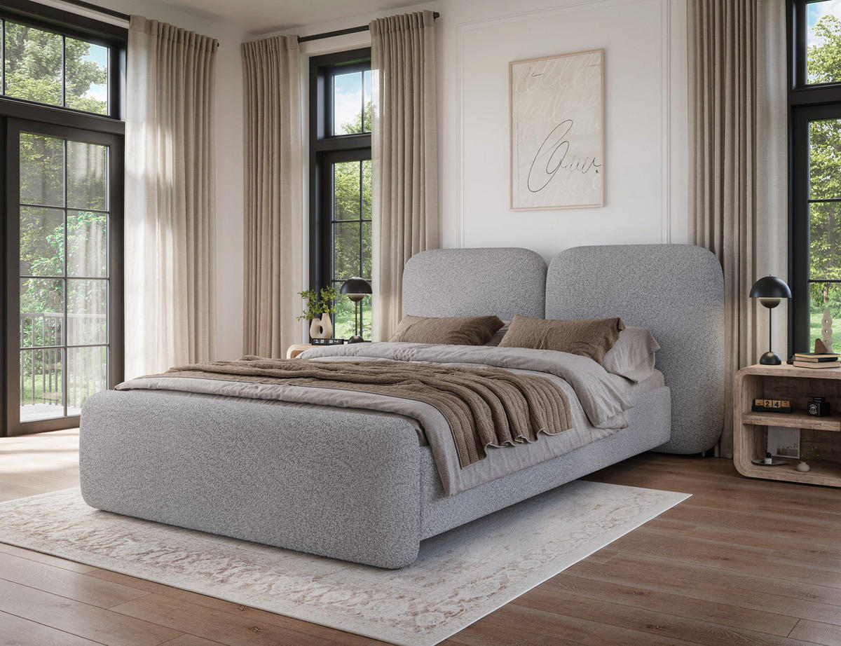 POLSTERBETT Ollival 140x200 cm mit Bettkasten und Metallrahmen – Modernes Designbett ohne Matratze - Grau, Kunststoff (140/200cm) - Wohnideebilder
