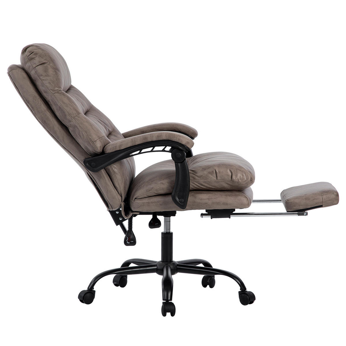 BÜRODREHSTUHL - Antiklederlook - Microfaser / Stahl - Grau, Kunststoff/Metall (64/122/72cm) - home24