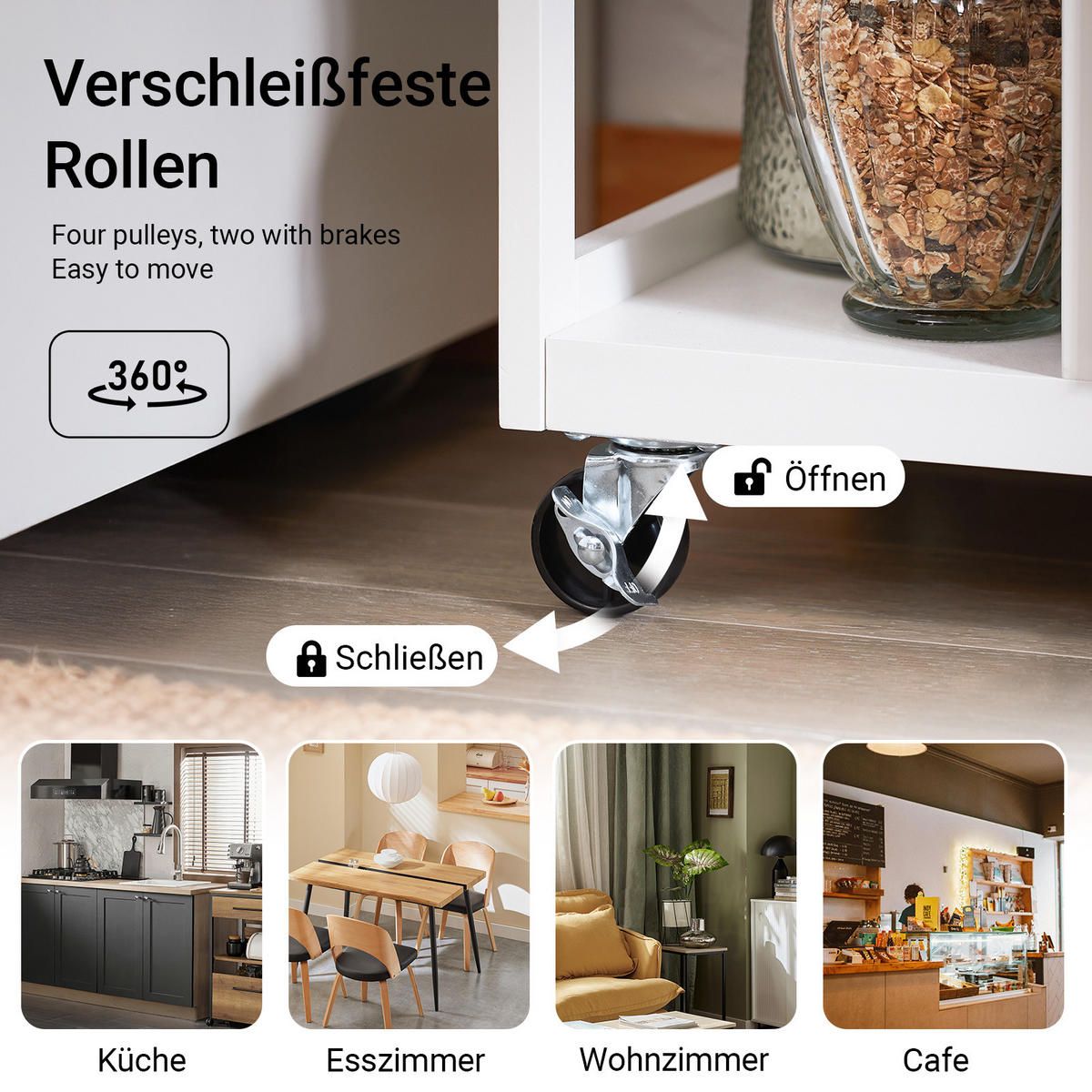 KÜCHENWAGEN Weiß - Weiß, Holz/Holzwerkstoff (53/89/37cm) - SoBuy