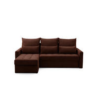 ECKSOFA PULA L Links mit Schlaffunktion 132x198 Cord Dunkelbraun - Dunkelbraun/Schwarz, Holz/Kunststoff (214/145cm) - NACANAPA
