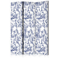 PARAVENT Einseitig Bedruckter 3-tlg 135x172 cm Skulpturen Pflanzen Blumen - Blau, Holz/Textil (135/172/3cm) - Muralo