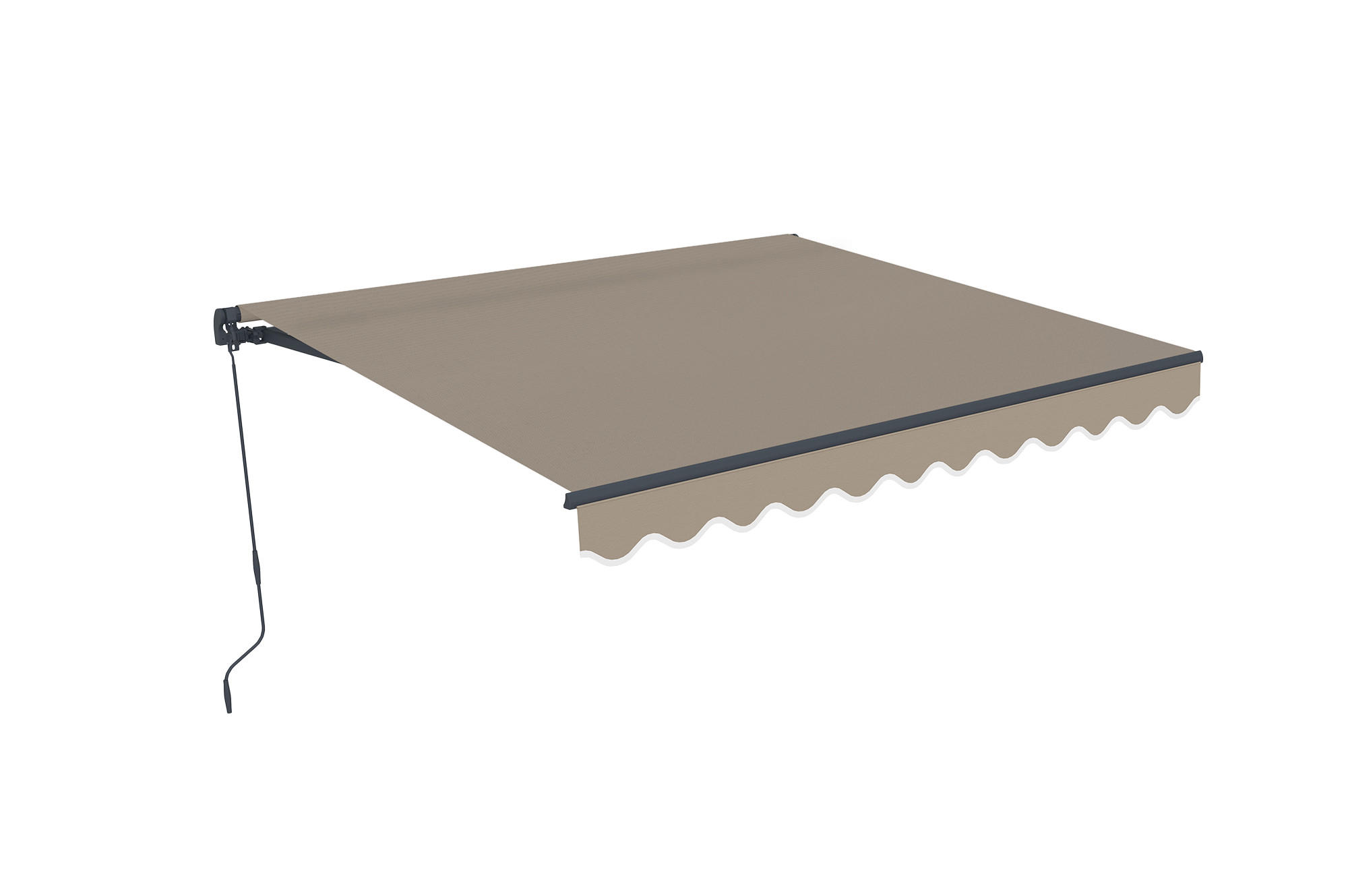 EINTEILIGE MARKISE Vecchio Taupe 4m x 3m - Premium-Leinwand 320g/m² - Taupe, Metall (395/270/300cm) - Cazeboo