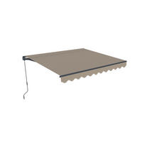 EINTEILIGE MARKISE Vecchio Taupe 4m x 3m - Premium-Leinwand 320g/m² - Taupe, Metall (395/270/300cm) - Cazeboo