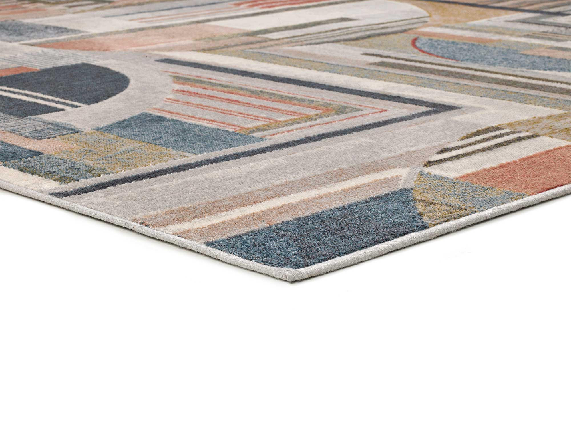 WEBTEPPICH Mehrfarbig Bleik 135/195 cm - Blau/Rostfarben, Textil (135/195cm) - Atticgo