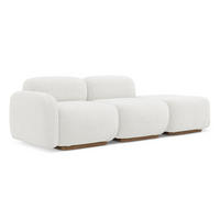 3-SITZER SOFA Rechts Bouclé Stoff Weiß - Weiß/Braun, Holz/Textil (258/73/95cm) - Makamii