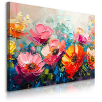 LEINWANDBILD bunte BLUMEN Abstraktion Malarei 70x50cm - Rot/Violett, Textil (70/50cm) - Muralo